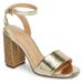 Lauren Lorraine Julia Gold Sandal 3.75 High Heel Mesh Crystal Embellished Dress Pumps - Gold (6.5)