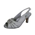 FLORAL Nadine Women's Wide Width Peep Toe Dress Slingback with Jewels SILVER 11