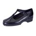 24 HOUR COMFORT Tracy Wide Width Durable Cushioned T-Strap Leather Shoes BLACK 7.5