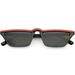 Retro Slim Rectangle Cat Eye Sunglasses Slim Arms Neutral Colored Lens 52mm (Red Black / Smoke)