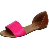 Breckelles Women's Brigit-01 D'orsay Colorblock Flat Sandal Hot Pink (6.5)