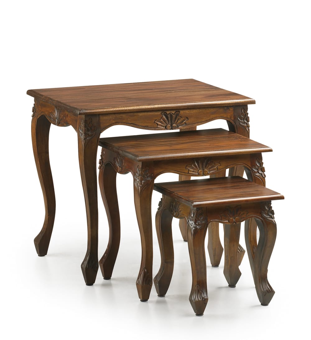 Set de 3 tables en bois marron L 60 cm