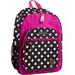 16 inch Backpack Black Polka Dot With Hot Pink Accents