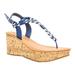 Qupid Women's Bali Strappy Braided Platform Wedge Sandal, Cobalt Blue, Size 6.5