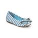 New Girl Fab Kicks K-Millie-1 Stripe Canvas Zip Bow Ballerina Flat Size