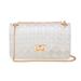 Poppy Fashion Women's Candy Color Quilted Jelly Bag Transparent PVC Handbag Crossbody Shoulder Purse with Metal Chain Strap-White(Large Size)