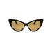 Womens Green Tempered Glass Lens Cat Eye Retro Sunglasses Black Solid Brown