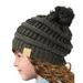 Kids CC Ages 2-7 PomPom Chunky Thick Stretchy Knit Slouch Beanie Cap Hat