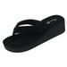 StarBay Women's Comfort Low Wedge PU upper Black Heel EVA Thong FlipFlop Sandal Platform Shoes