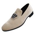 Amali Mens Velvet Crown Smoking Slip On Driving Loafer Taupe Size 8.5