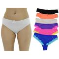 Floral Lace / Solid Thongs (Pack of 6) (Neon Trim/Solid Microfiber, Small)