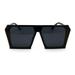 Unisex Mobster Mafia Flat Top Plastic Rectangular Sunglasses Black Solid Black