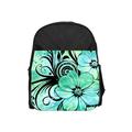 Retro Flowers - Girls 13" x 10" Black Preschool Toddler Children's Backpack & Crayon Case