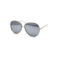 Womens Double Rim Pilots Style Officer Sunglasses Silver Black Silver Mirror