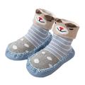 Unisex Baby Toddler Animals Print Cotton Socks Slipper Anti-Slip Crib Shoes (14/18-24 Months, Blue/Bear)