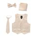 Lito Boys Multi Colors Satin Vest Zipper Tie Hanky Bowtie Clothing Set