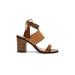 Schutz Luky Saddle Brown Woven Leather Chunky City Heel Wrap Tie Up Sandals (11)