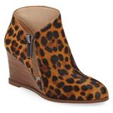 1.State Kaleb Wedge Brown Multi Leopard Ankle Bootie Mid Wedge Designer Boot (10, Brown Multi)