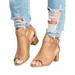 Women Buckle Peep Toe Low Block Heel Ankle Booties Boots Sandals Shoes Size