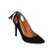 New Women Toi et Moi Zippa-01 Faux Suede Pointy Tear Drop Tasseled Stiletto Pump