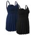 iLoveSIA Women 2-Pack Maternity Tank Tops Breastfeeding Sleeveless Built in Padded Sleepwear Cami Shirt, Blue+Black, XL