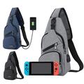 TSV Travel Bag for Nintendo Switch/Switch Lite, Waterproof Canvas Crossbody Shoulder Sling Bag, Backpack Fits for Console Joy-Cons and Accessories (Black/Gray/Blue)