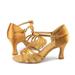 Sansha Adult Gold Satin Upper Woven T-Bar Rosalia Ballroom Shoes Womens