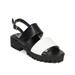 New Women Liliana Weezy-1 Leatherette Two-Tone Lug Sole Flat Slingback Sandal