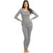 Rocky Thermal Underwear for Women Fleece Lined Thermals Women's Base Layer Long John Set (Grey - Midweight - Medium)