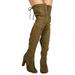 New Women Breckelles Pamela-09 Faux Suede Thigh High Chunky Heel Boot