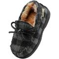 NORTY Toddler Boys Girls Unisex Fleece Plaid Moccasin Slip-on Slipper - Runs 2 Sizes Small 40915-5MUSToddler Grey Buffalo Plaid