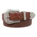 Western Faux Ostrich Print Stitching-Edged Leather Belt