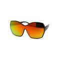 Womens Oversize Shield Butterfly Plastic Designer Fashion Sunglasses Black Orange Mirror