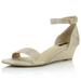 DailyShoes Wedge Heeled for Women with Ankle Strap Low Wedges Sandal Open Toe High Heel Sandals Custom Buckle Non Slip Toed Strappy Whitney-01 Gold Gl