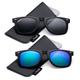 Newbee Fashion - Polarized Clip-On Flip Up Metal Clip Sunglasses Multi Purpose Flash Polarized Lenses (Glasses not included)