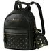 2 in 1 PU Leather Backpack - Trendy Travel Shoulders Bag Chic Outdoor Daypack Casual School Backpacks for Women, Rivets Decoration, Black