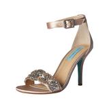 Womens Betsey Johnson Gina Embellished Ankle Strap Dress Sandals, Champagne