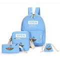 Teens School Backpack Set Canvas Girls School Bags, Bookbags Set of 4 (Umbrella, Light Blue)