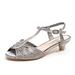 1.75 in. Heel-Dressy Kitten Heel Sandal, Pewter - Size 42