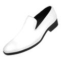 Amali Men's Patent High Shine Faux Leather Slip On Tuxedo Dress Shoe, Style Degas Runs Large, Size 1/2 Size Down