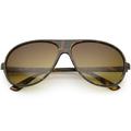 Retro Oversize Flat Top Aviator Sunglasses Teardrop Lens 64mm (Tortoise / Amber)