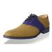 JD Fisk Men's Galvin Oxfords Canvas Lace Up Casual Dress Shoes, Navy and Tan