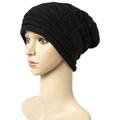 LELINTA Winter Hat For Women Slouchy Beanie Hat Chunky Oversized Cable Knit Stocking Cap Soft Warm Cute, Black/ Grey