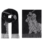 Polo Ralph Lauren Mens Reversible Oversized Pony Scarf (Dark Grey/Grey)