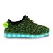 Family Smiles LED Light Up Knit Sneakers Low Top USB Charging Women Shoes Black / Green