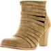 MIracle Miles URBAN Cut Out Strappy Chunky Ankle Booties Cut Out Distressed Boot (Camel, 6.5)