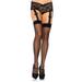 Women's Sheer Stockings with Attached Lace Garter Panty, Black, One Size