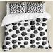 Fish Queen Size Duvet Cover Set, Cute Ornamental Fishes Marine Scandinavian Childish Baby Playroom Kids Caricature, Decorative 3 Piece Bedding Set with 2 Pillow Shams, Black White, by Ambesonne