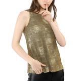 Unique Bargains Women's Metallic Shiny Tank Top Shimmer Camisole Vest