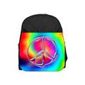 Tie Dye with a Peace Symbol Print Design - 13" x 10" Black Preschool Toddler Children's Backpack and Crayon Case Set - Girls - Multi-Purpose